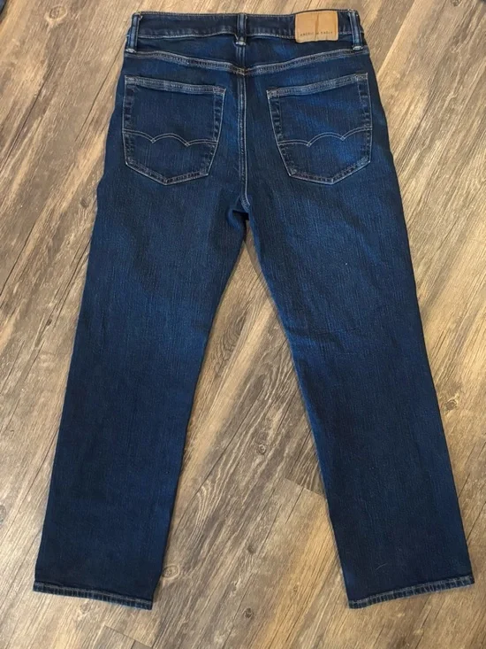 American Eagle Outfitters Men's Straight Jeans in Dark Blue - Picture 2 of 4